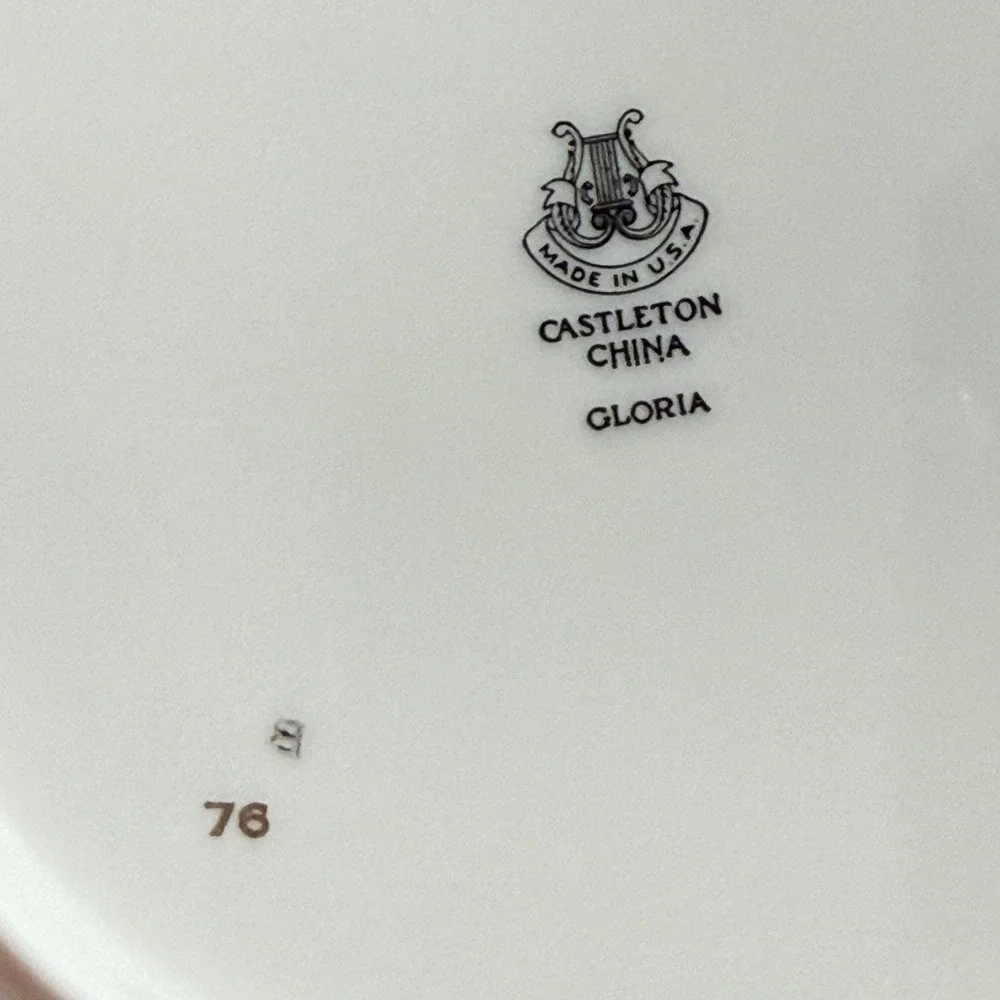Castleton China Gloria Salad Plate Set of 4 Cream Rose Gold Rim Vintage